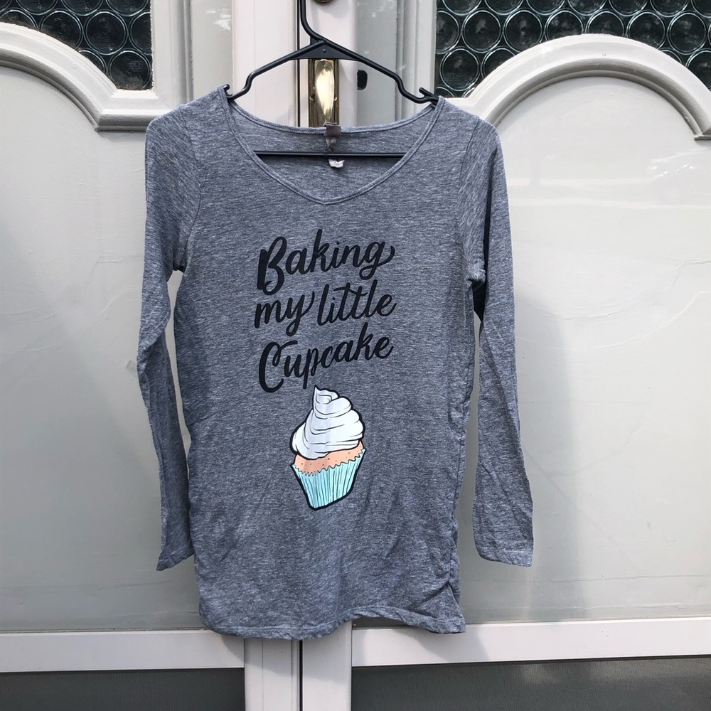 Maternity Graphic Tee: “Baking My Little Cupcake” (S)